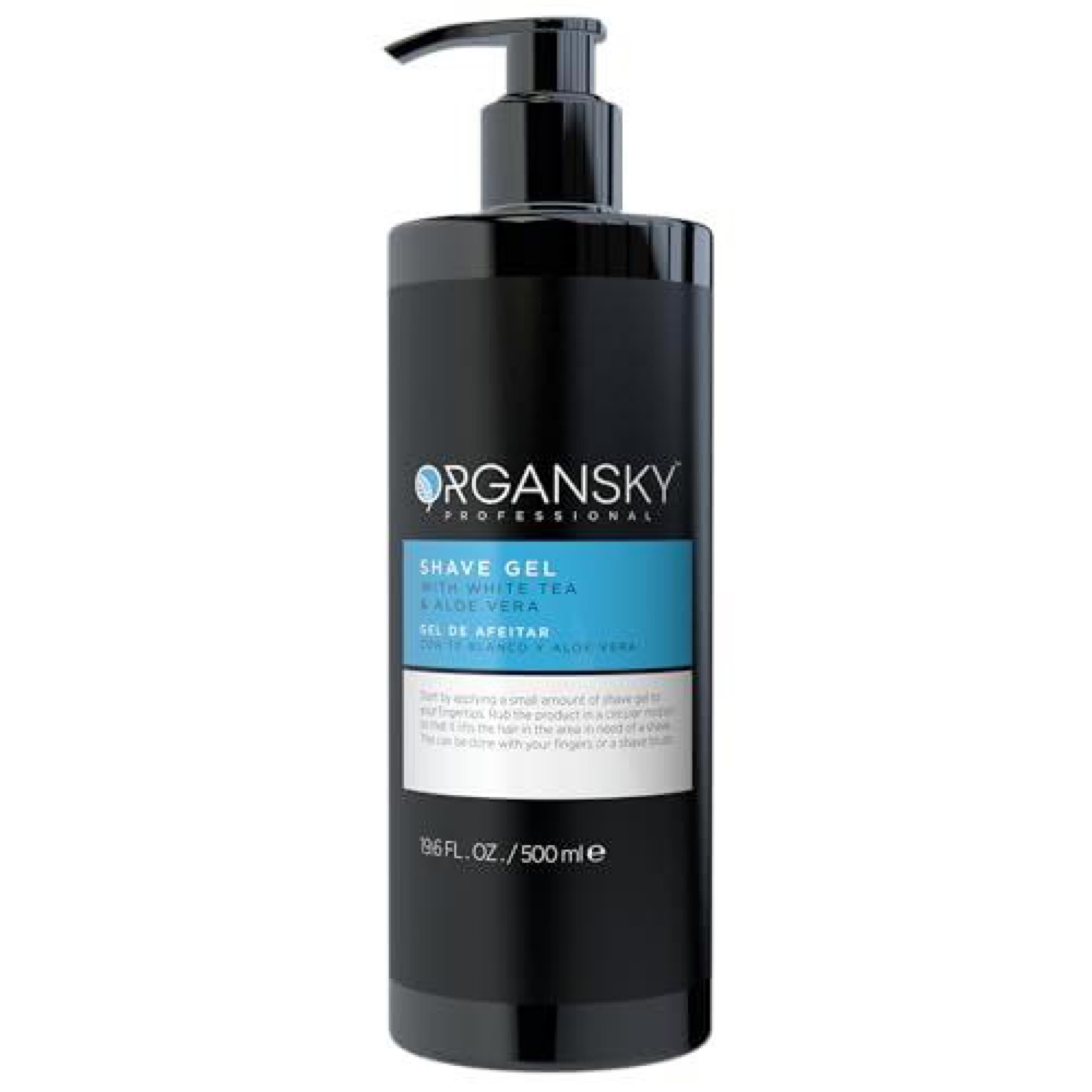 Organsky Professional Shaving Gel – 19.6 Fl Oz | Transparent Non-Foaming Razor Glide Gel for Barbers & Men | Cooling Aloe Vera & White Tea Formula | Irritation-Free Precision Shave for Sensitive Skin