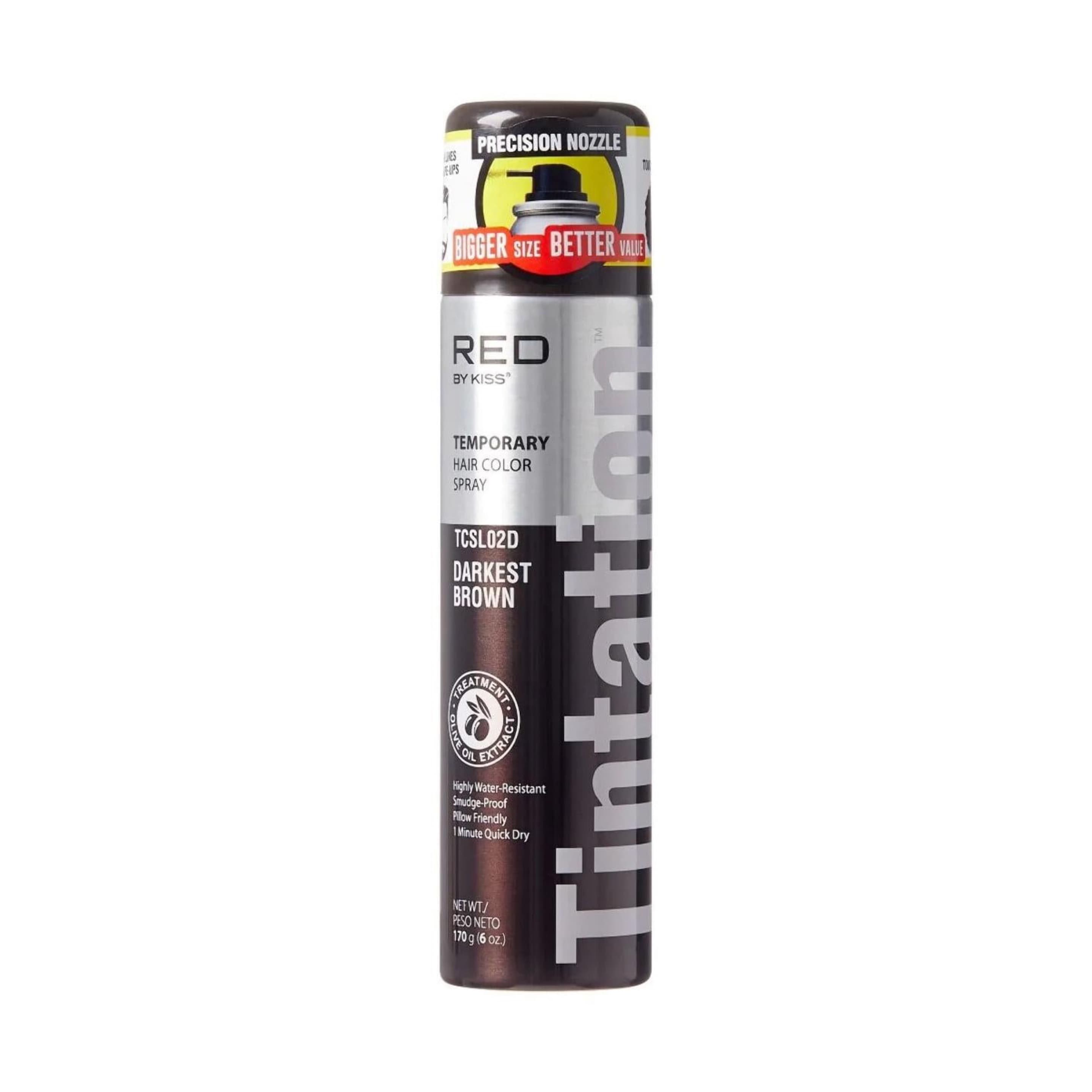 (Brown) Kiss Tintation Temporary Hair Color Spray 6oz #TCSLO2D Darkest Brown