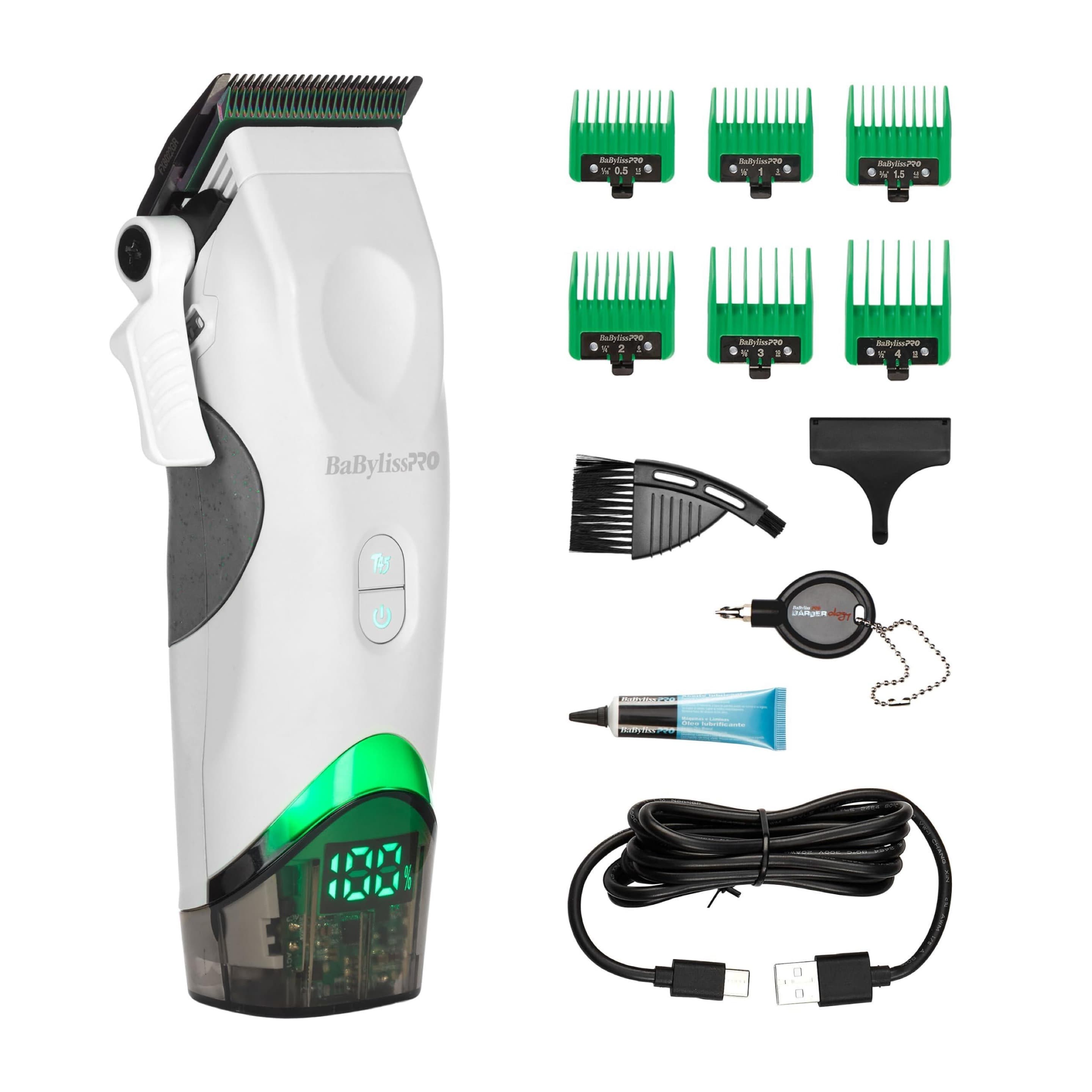Babylisspro X TOMB45 Wireless Charging Hair Clipper for Men, White |DS1 Dual-Speed Motor, Titanium Mim Fade Blade, 4-Hour Runtime, 6 Guards