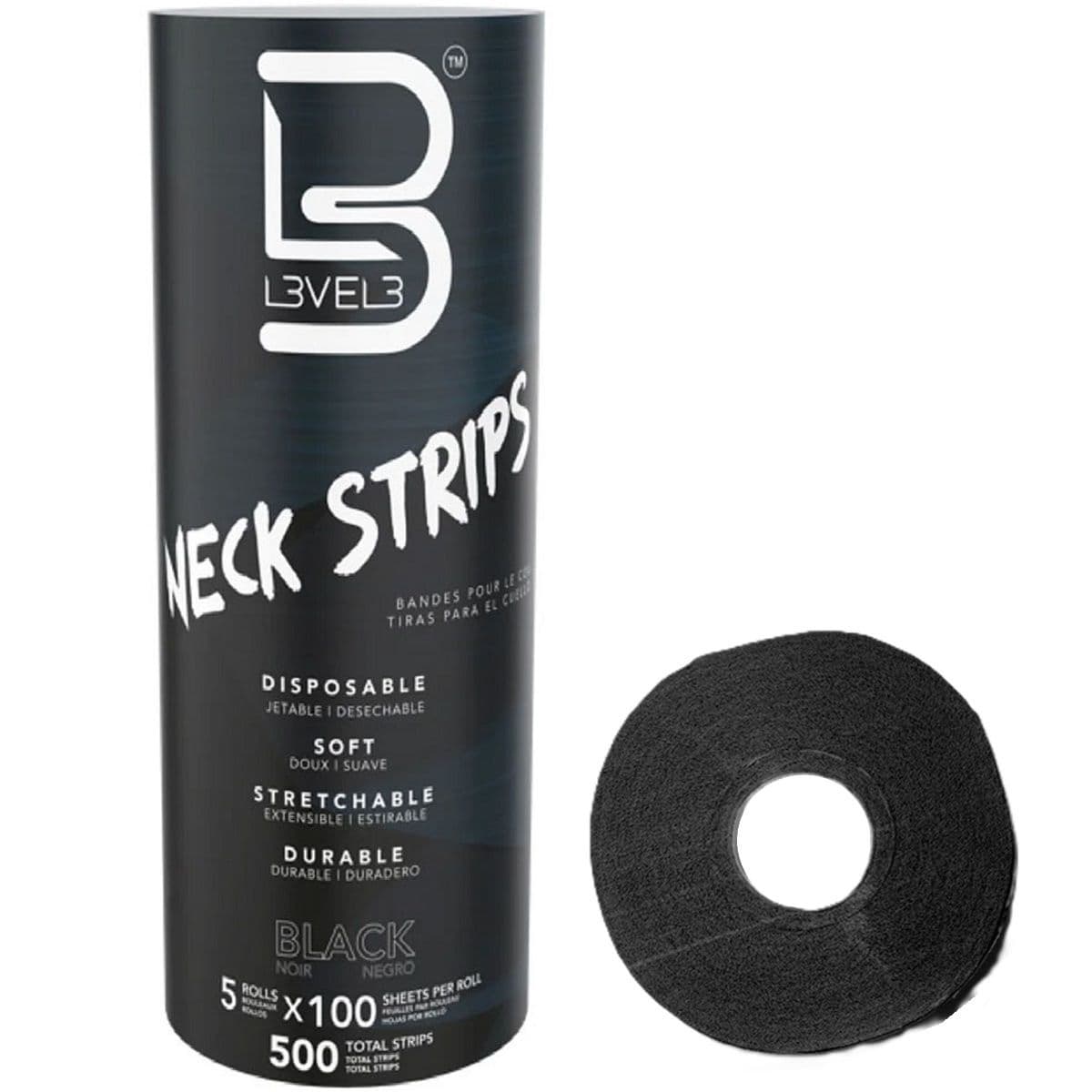 L3VEL3 BLACK Self-Adhesive Neck Strips Roll (5 Rolls X 100)